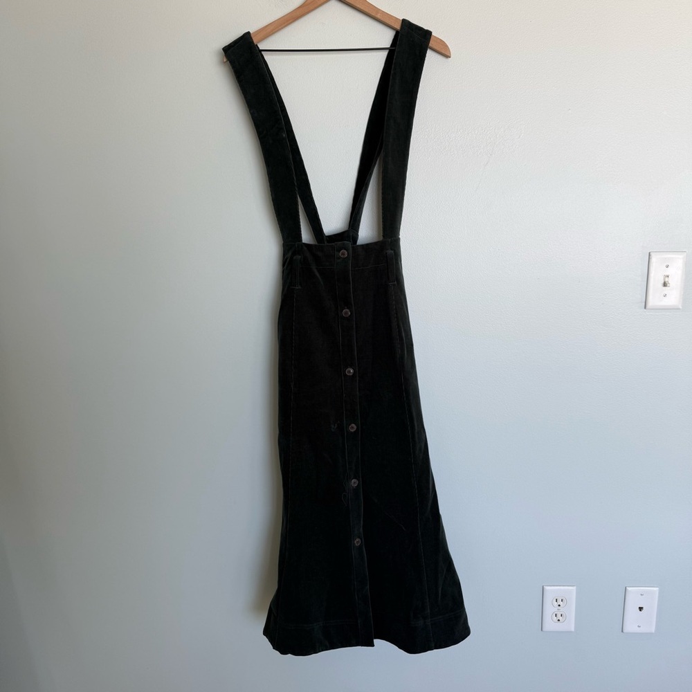 Anthropologie Maeve Dark Turquoise Corduroy Pinafore Skirt - Picture 4 of 8